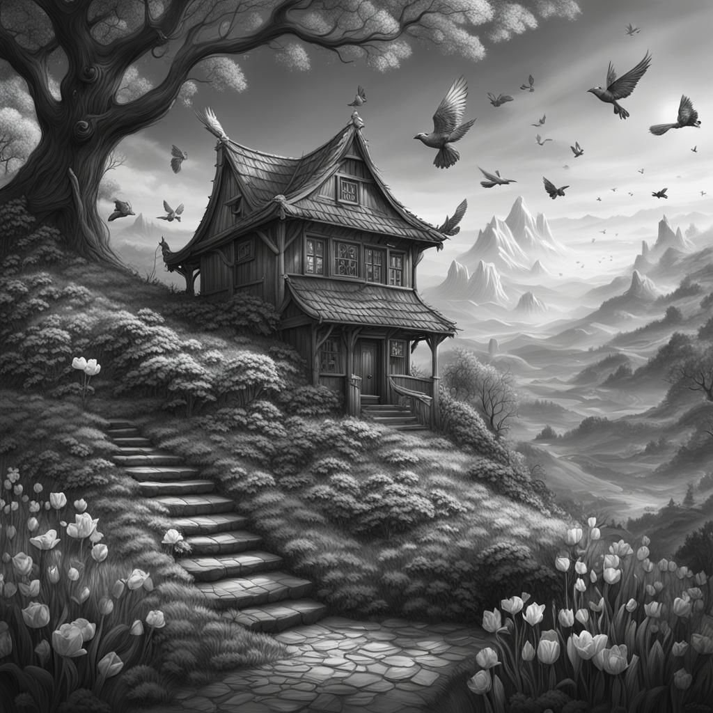 Detailed Pencil Drawing of First Day of Spring