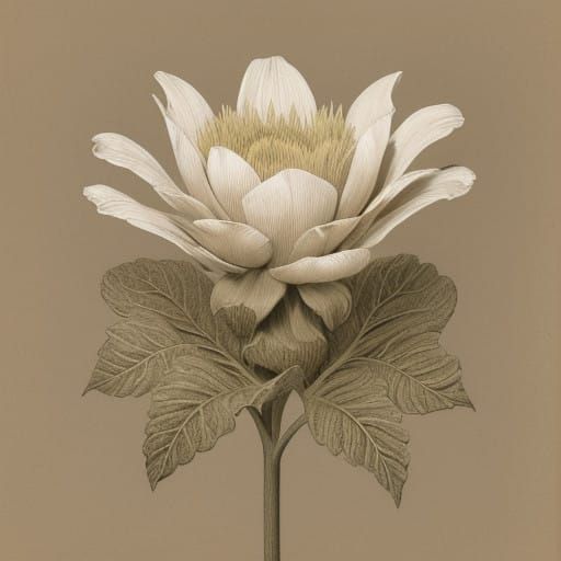 Vintage Artichoke Flower in Sepia Illustration
