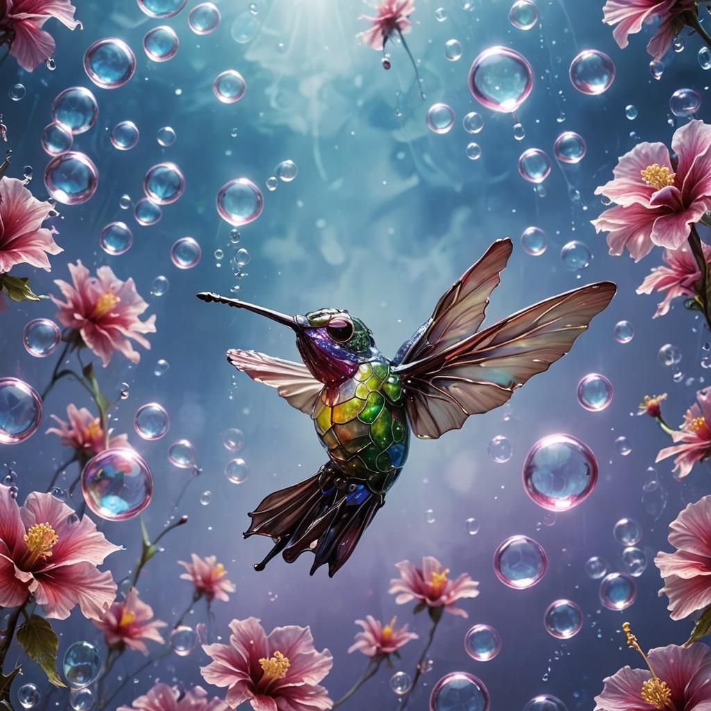 Ethereal Glass Hibiscus Flower Dreamscape