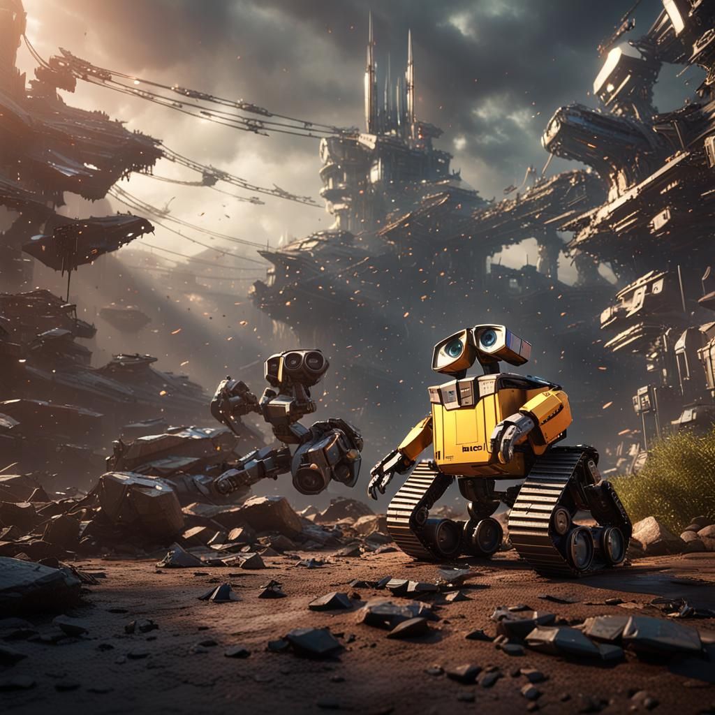 Wall-E and Eve: Futuristic Sci-Fi Render