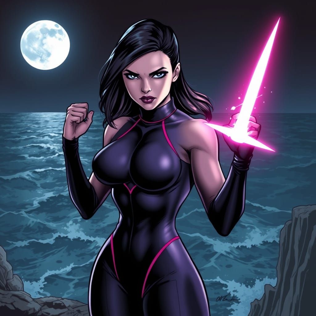 Psylocke Unleashes Psychic Fury on the Ocean Night