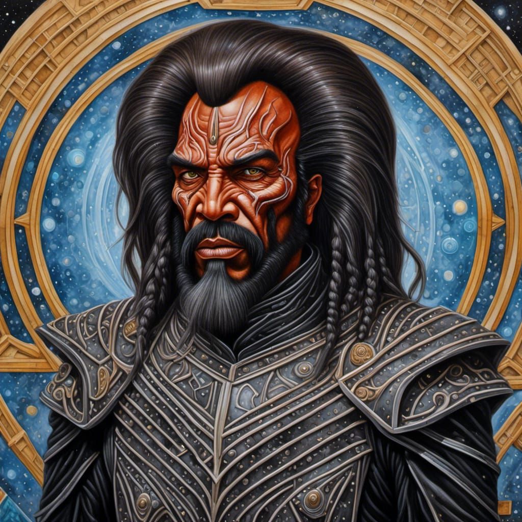 Klingon Warrior Portrait in Pop Surrealism Style