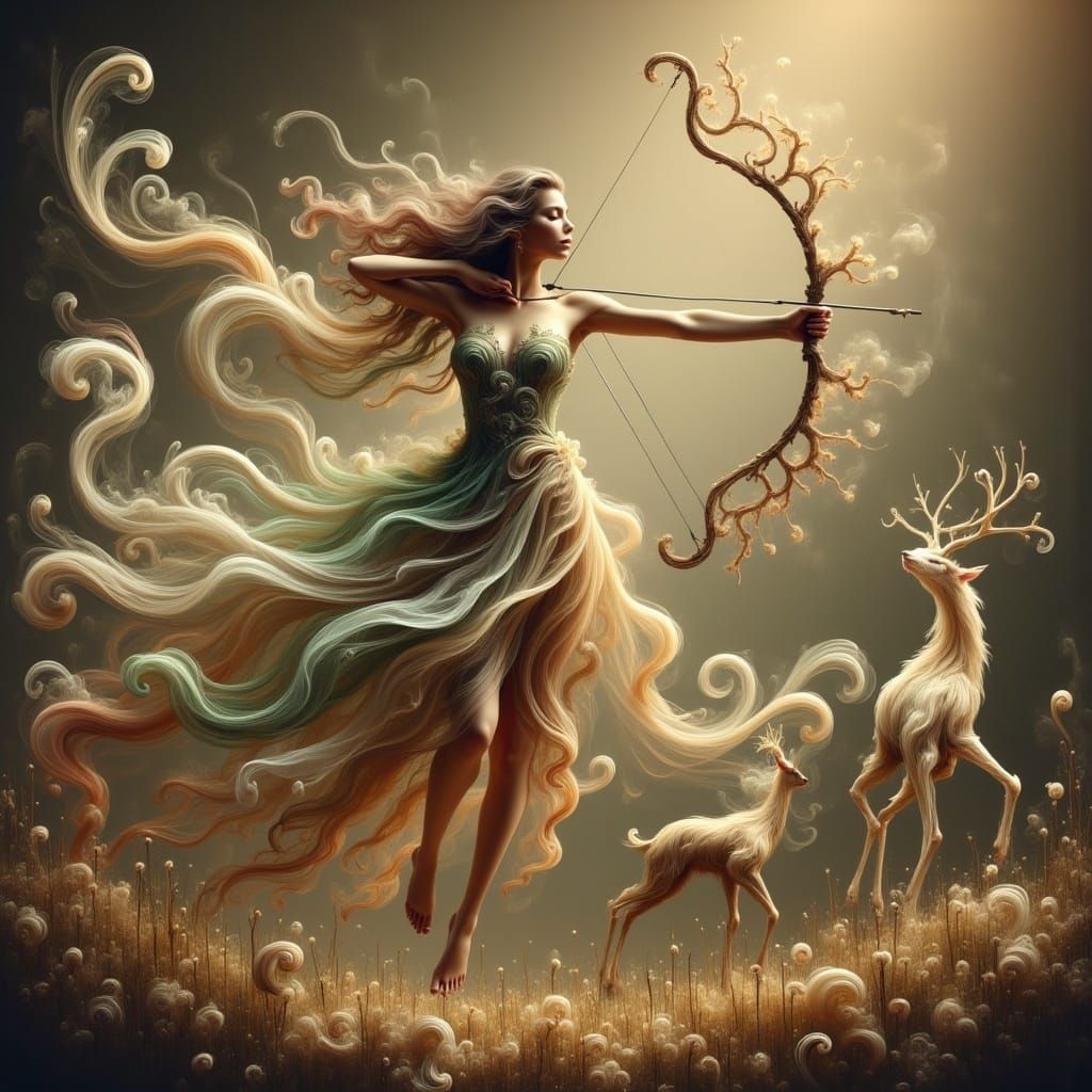 Ethereal Archer Aiming at Deer