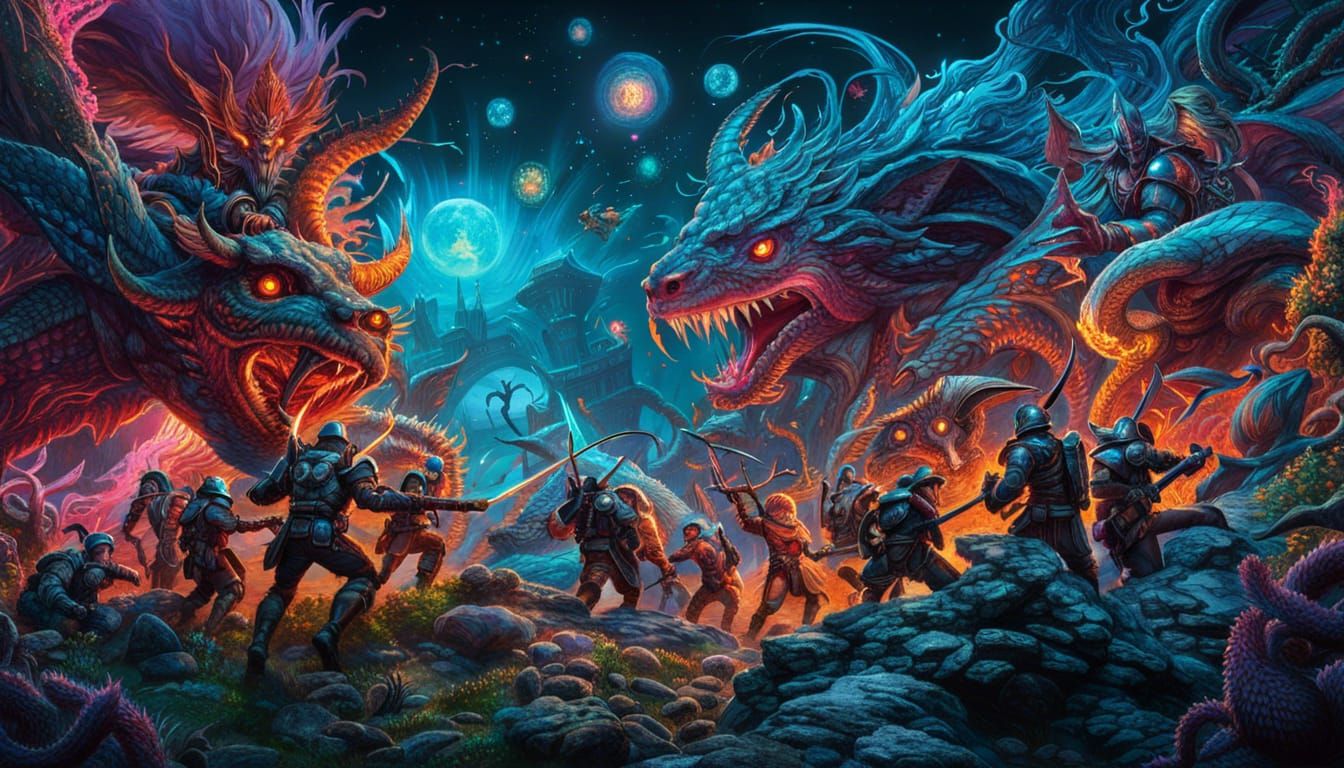 Epic Battle in Bioluminescent Microscopic World