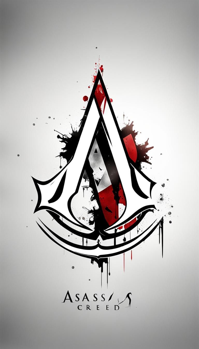 Assassin's Creed Logo in Trash Polka Tattoo Style