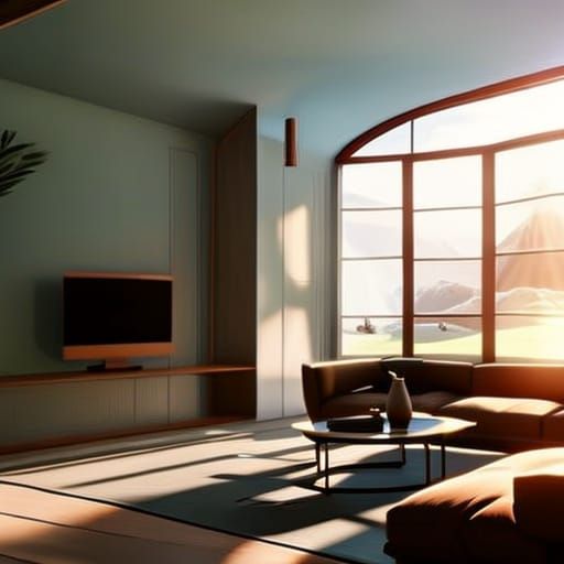 Cozy Hygge Living Room in Morning Sunlight