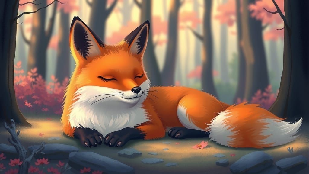 Serene Fox Lounging in Peaceful Forest