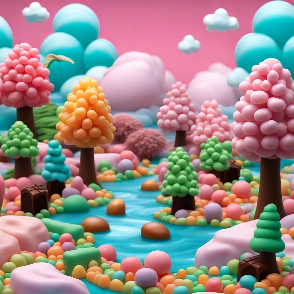 Sweet Gumdrop Forest Fantasy Landscape