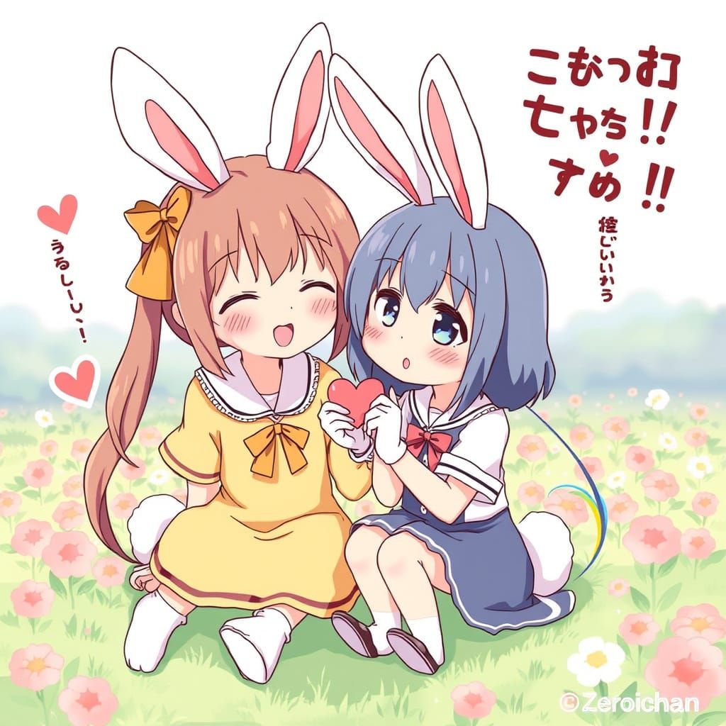 Anime Bunny in Japanese Manga Style