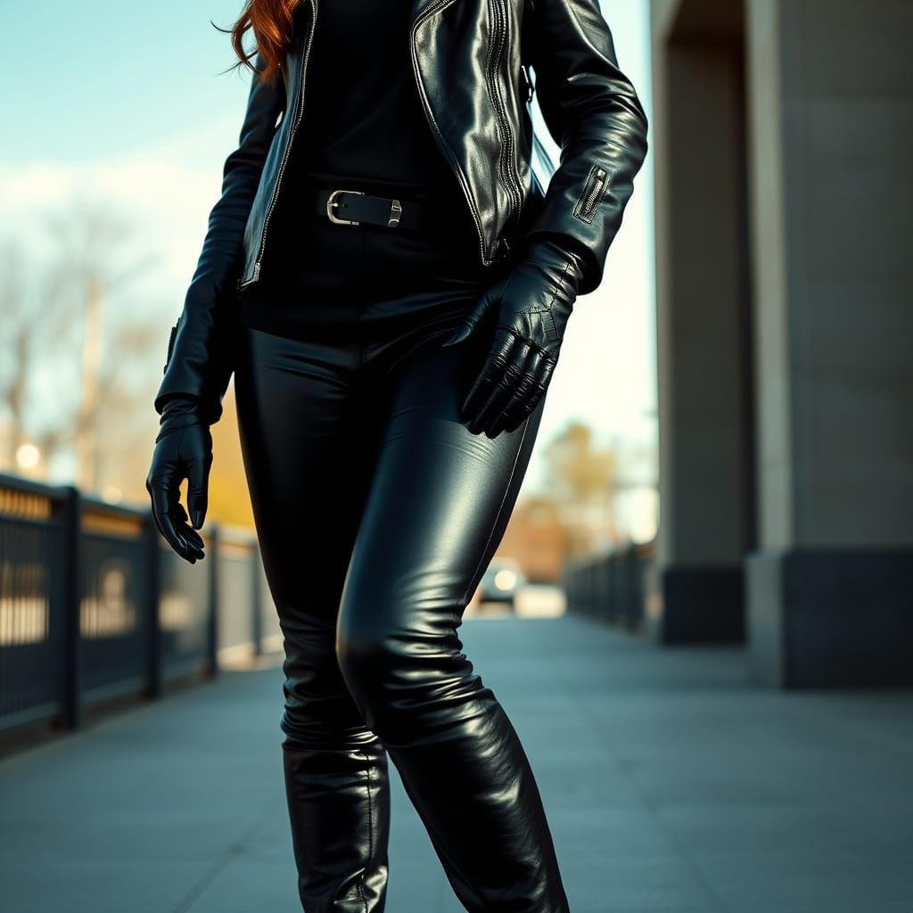 Confident Carol Vorderman in Edgy Black Leather Attire