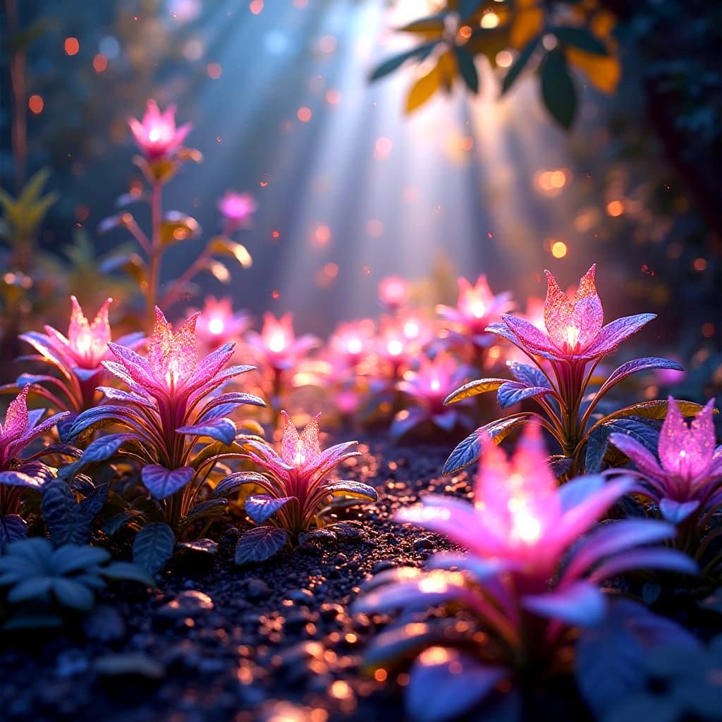 Dreamy Cosmic Garden with Celestial Flowers