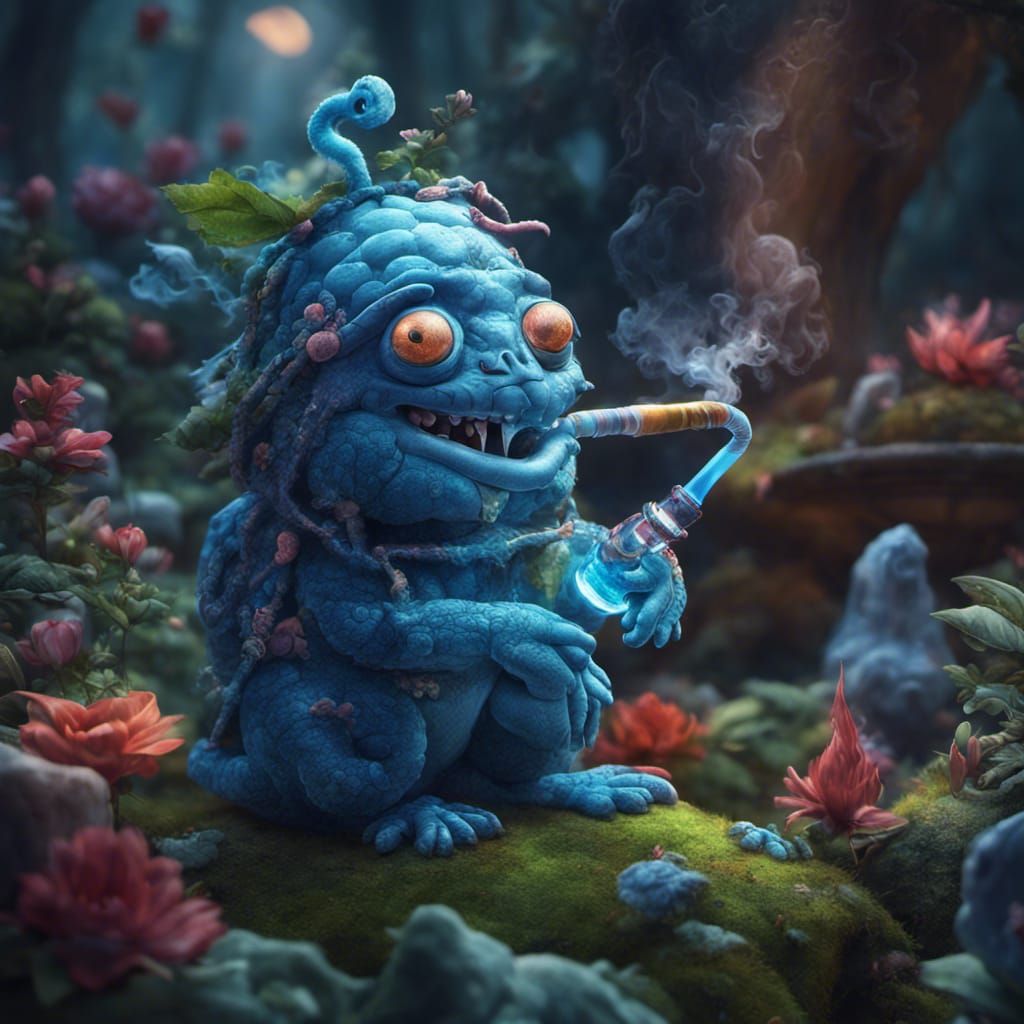 Wonderland Caterpillar Smoking Hookah: Fantasy Concept Art