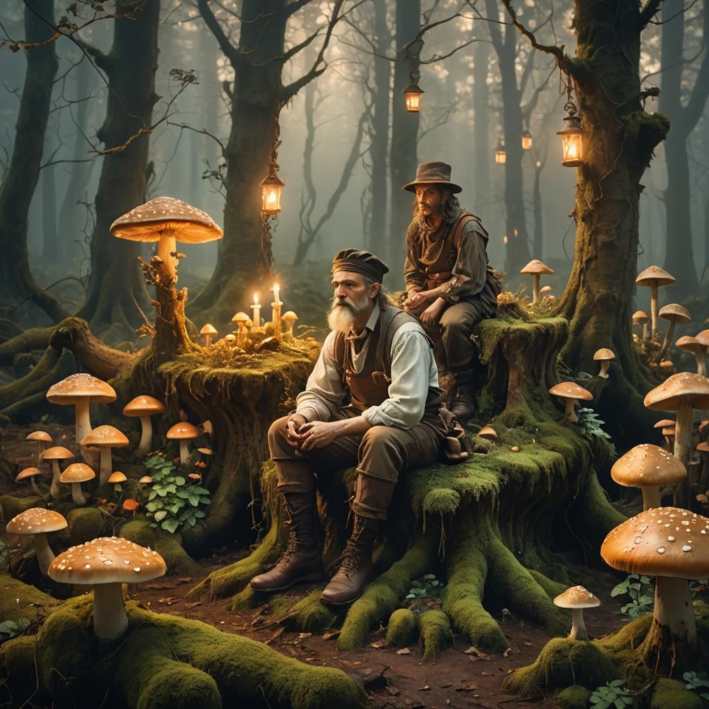 Mystical Forest Scene with Butcher, Baker, Maker