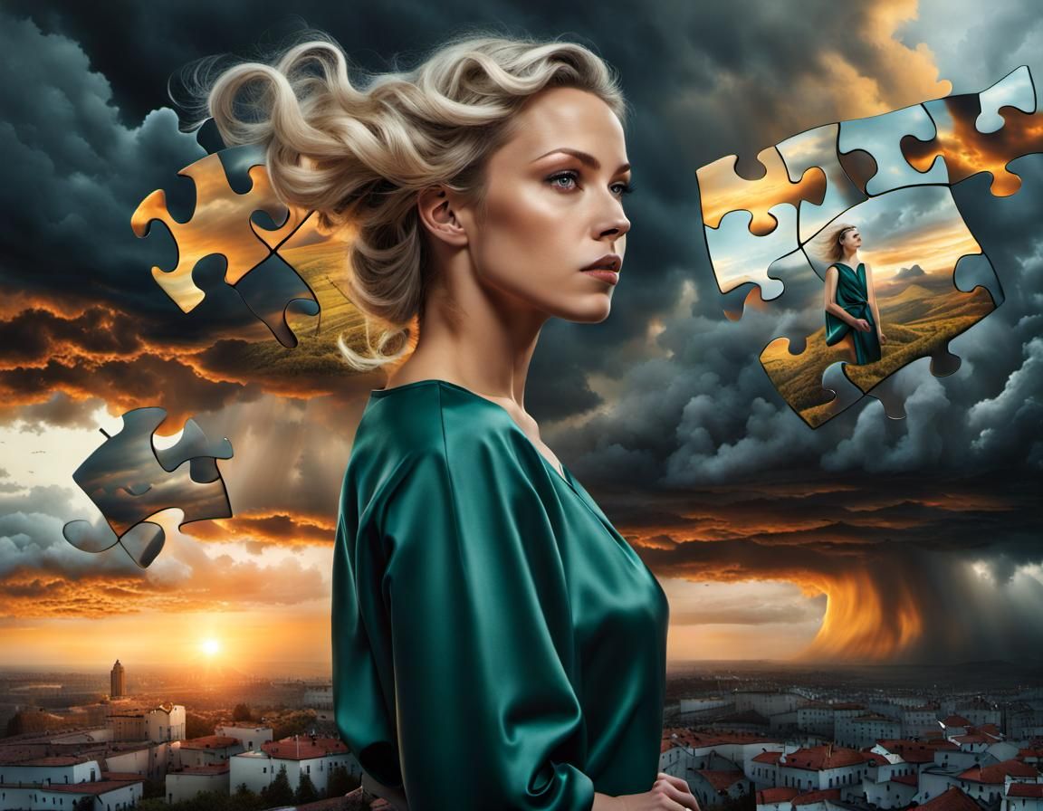 Ukrainian Woman Rebuilds Life Puzzle at Twilight