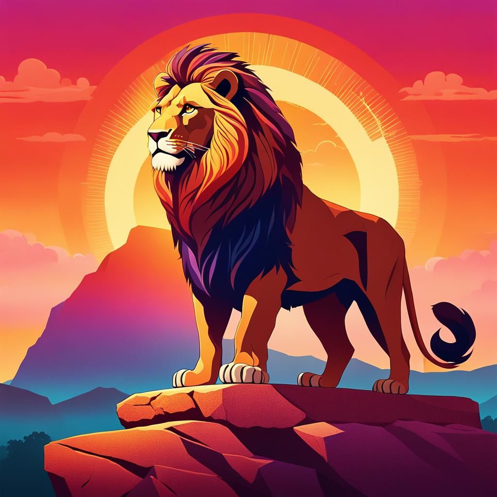 Regal Lion King on Pride Rock: Pixar-Style 3D Animation
