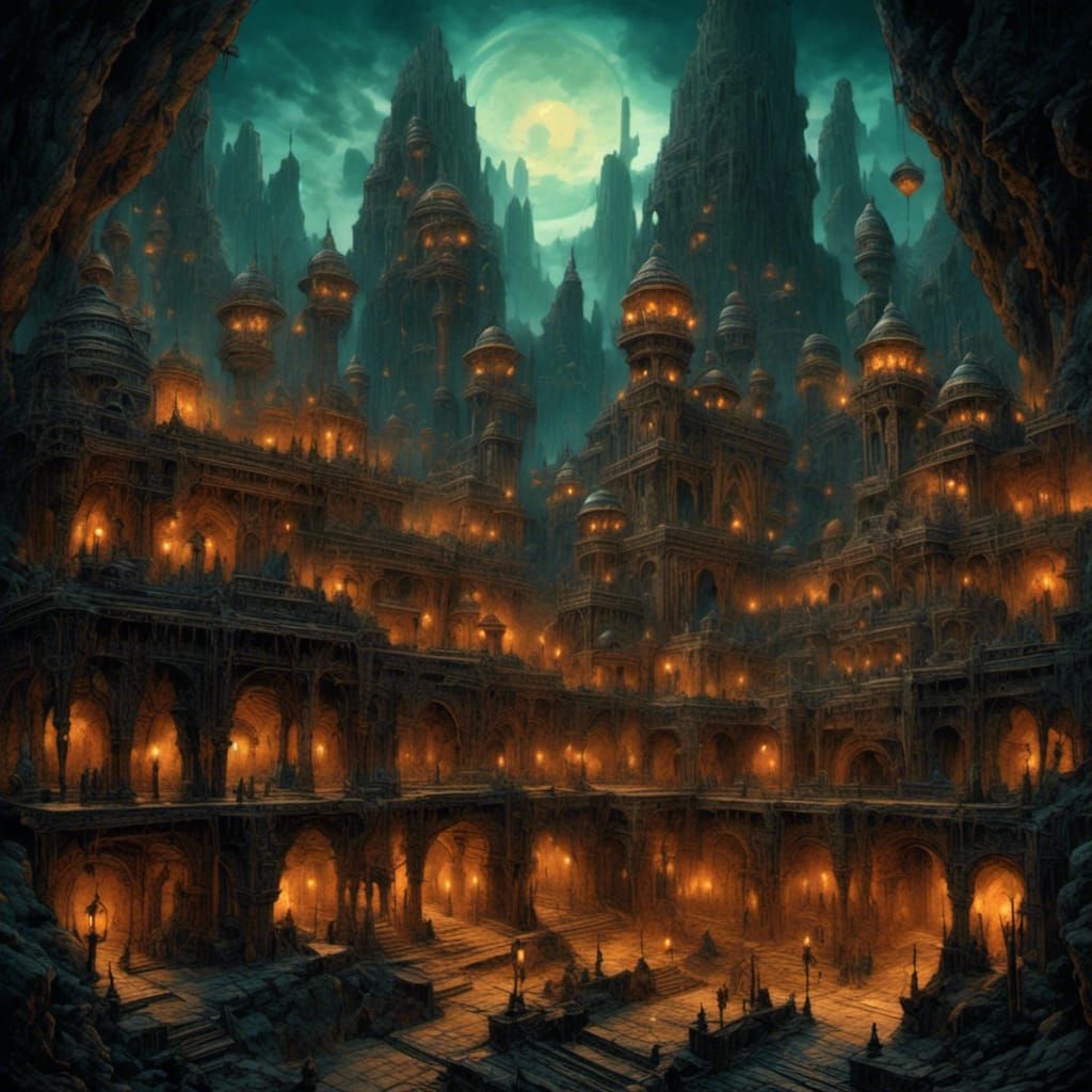 Dark Fantasy Cityscape in Stout/Giraud Style