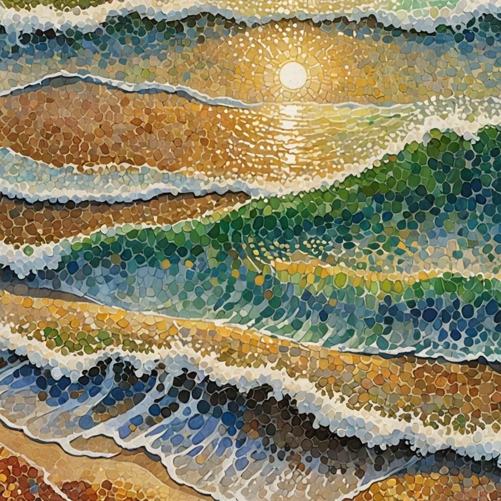 Land and sea with Pointillism
