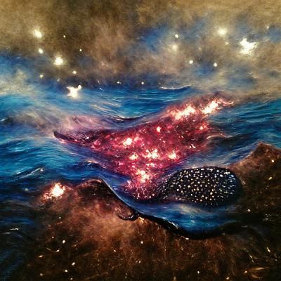 Nebula Over Starry Sea: Acrylic Painting