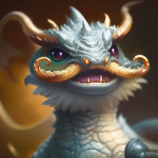 Charming Chibi Dragon Portrait in Anime CGI Style
