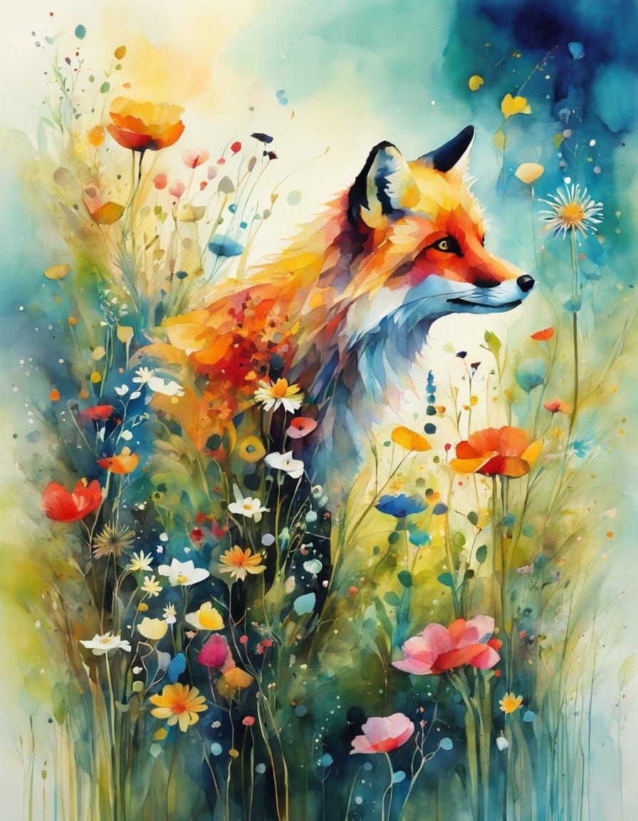 Wildflowers in Dreamlike Whimsy, Inspired by Surrealism