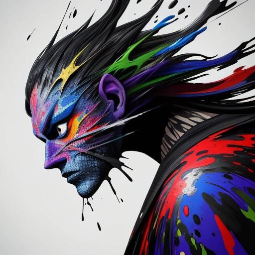 Vibrant Ink Splatter Art in Fauvist Colors