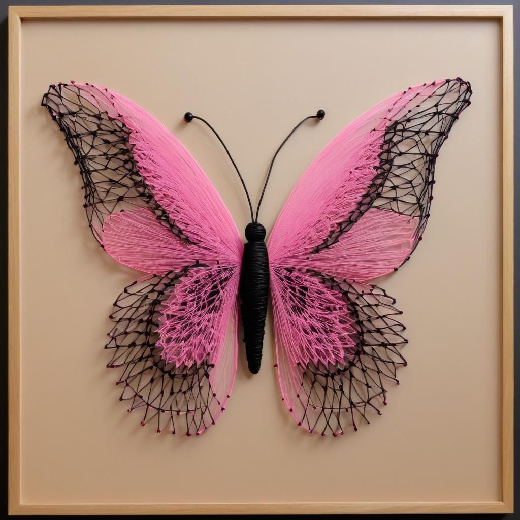 String Art Butterfly in Symmetrical Design