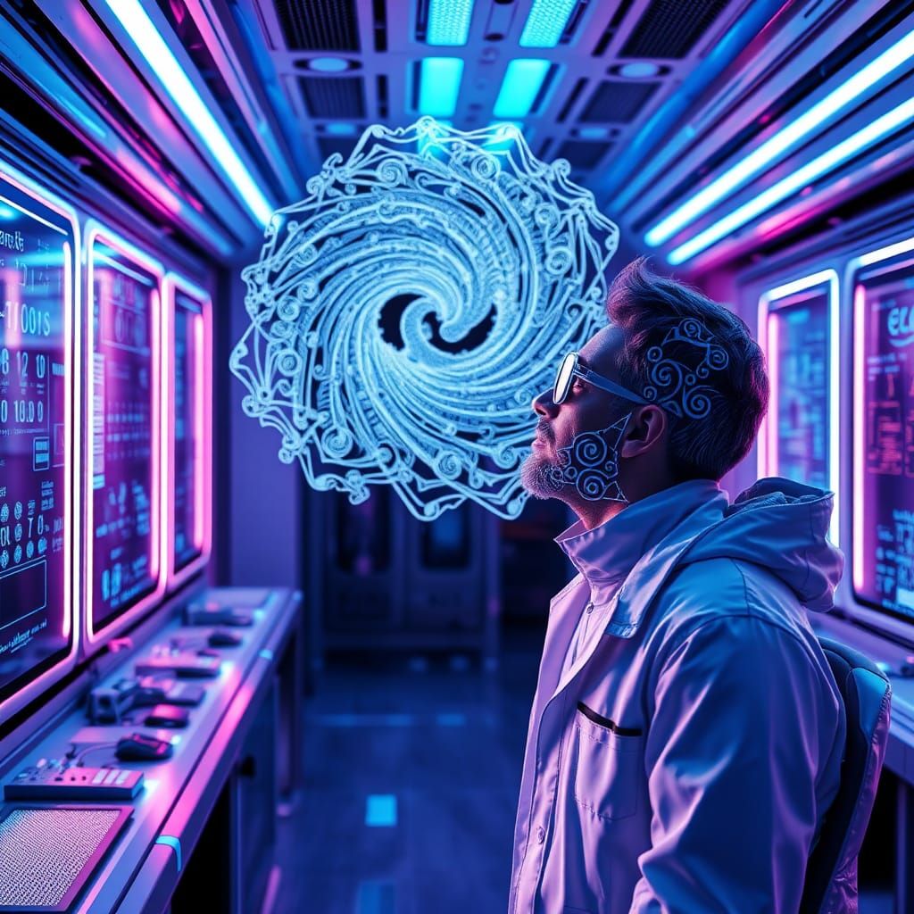 Futuristic Scientist Observes Fractal Wave Function in Cyber...