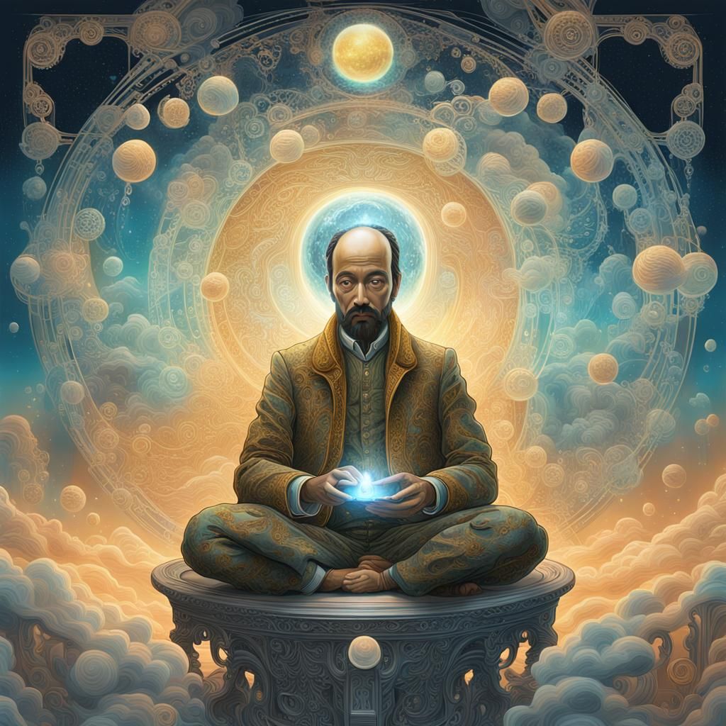 Ethereal Digital Philosopher in Ornate Rococo Style