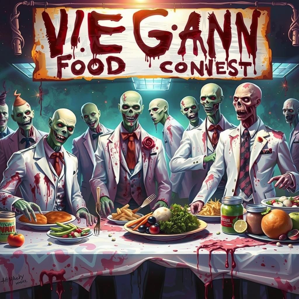 Zombies at Vegan Food Contest, Digital Painting