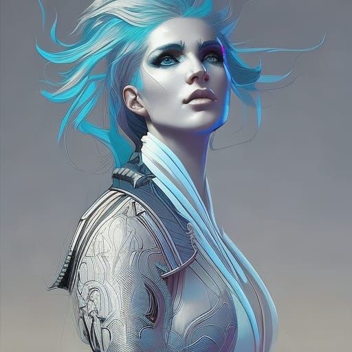 Detailed Punk Woman Portrait in Oil Painting Style