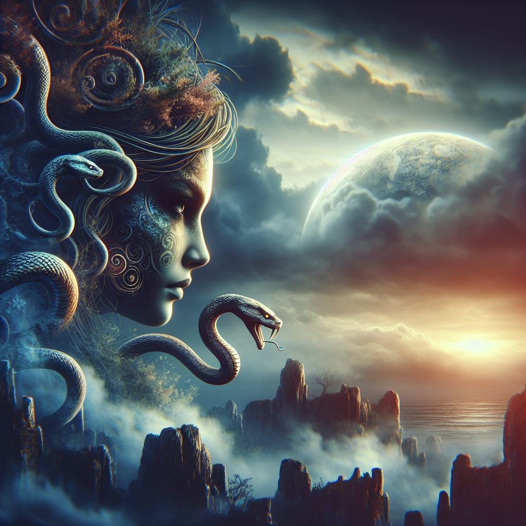 Hyperrealistic Lamia: Woman and Snake Hybrid