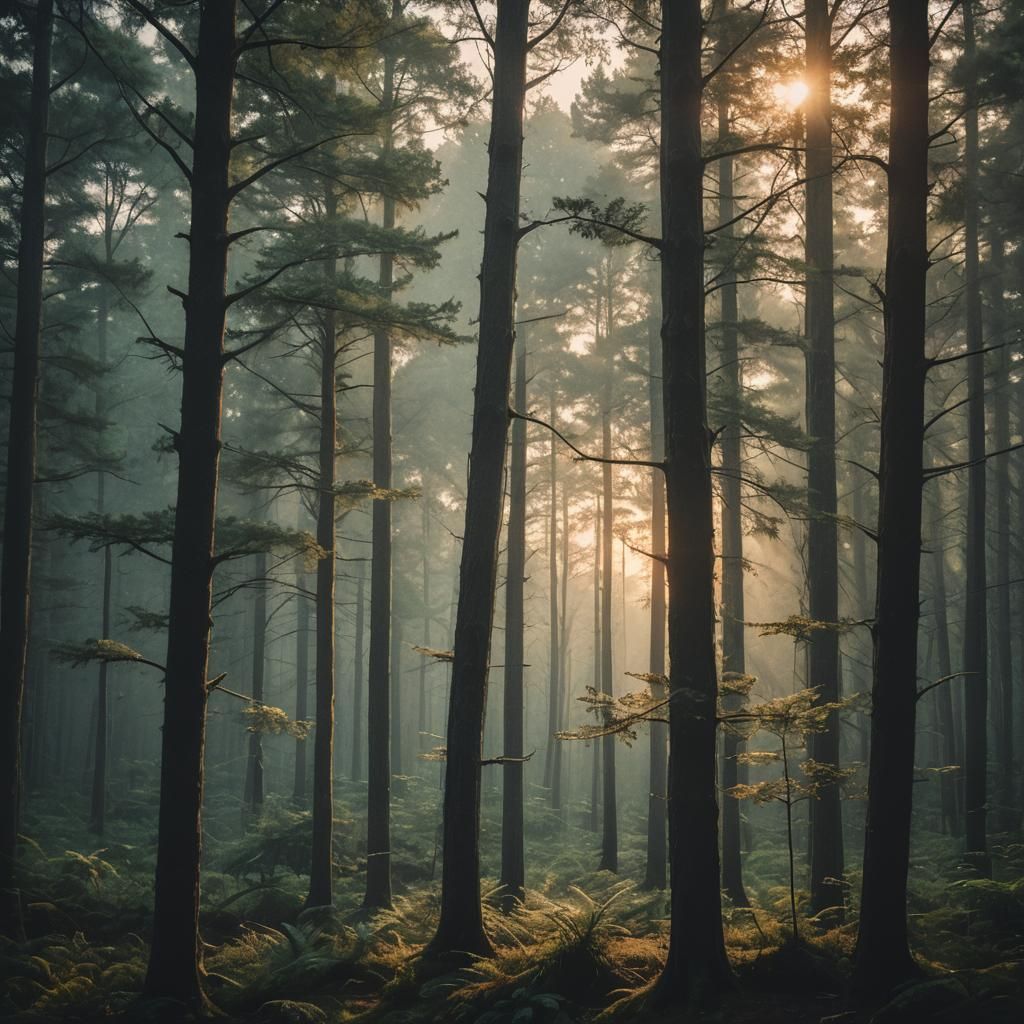 Forest Sunrise in Cinematic Style