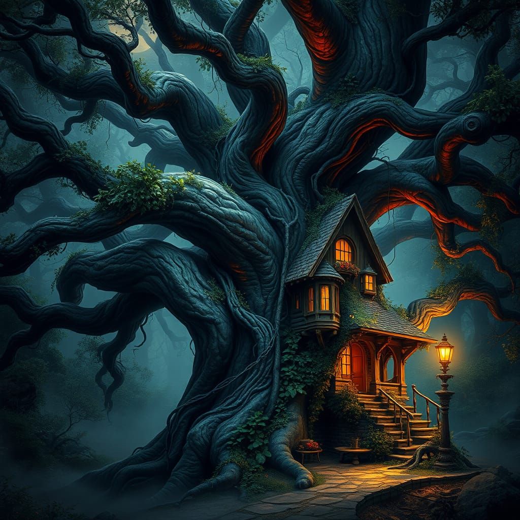 Ancient Tree Sanctuary in Mystical Forest