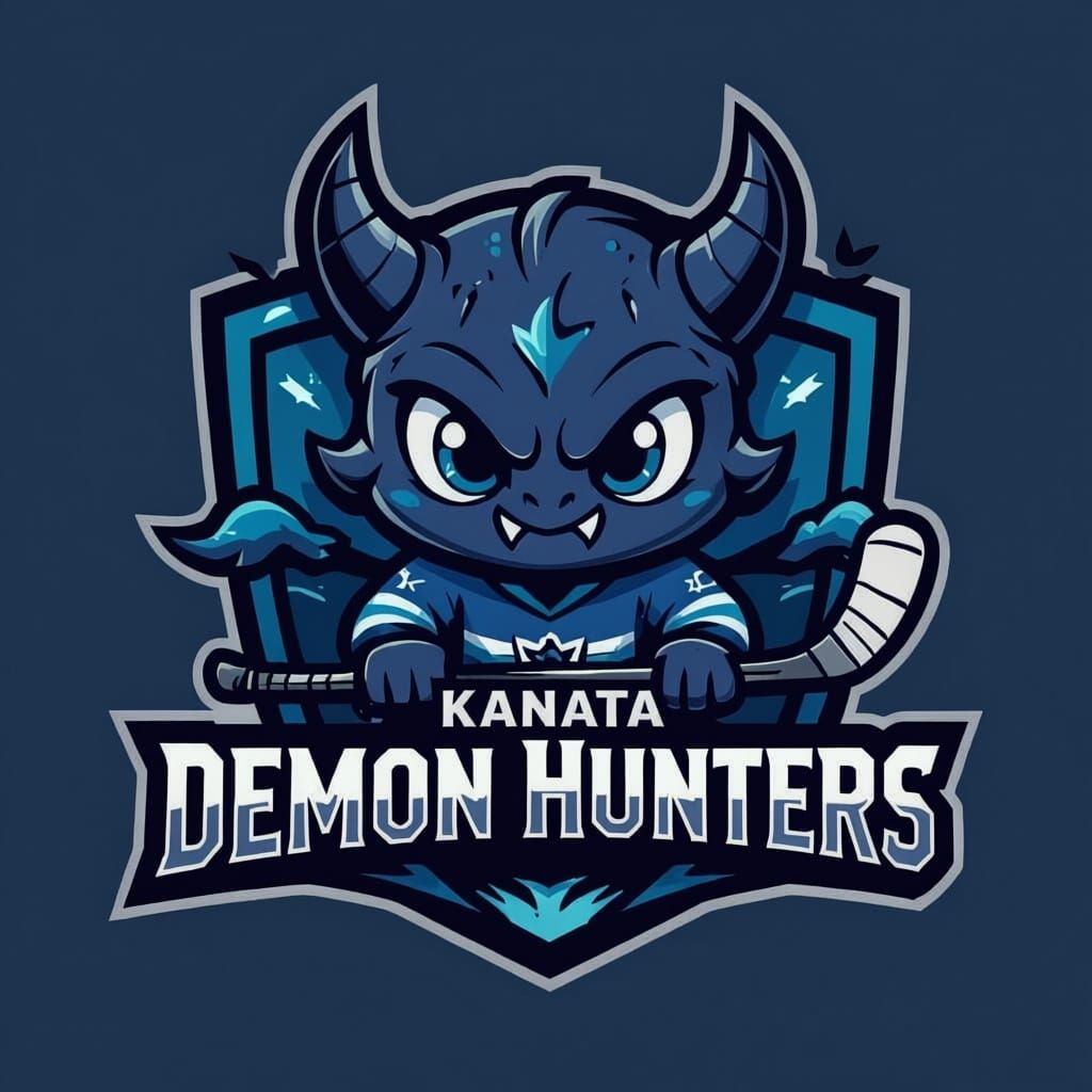 Kanata Demon Hunters Kids Hockey Logo in Pink, Purple & Blue