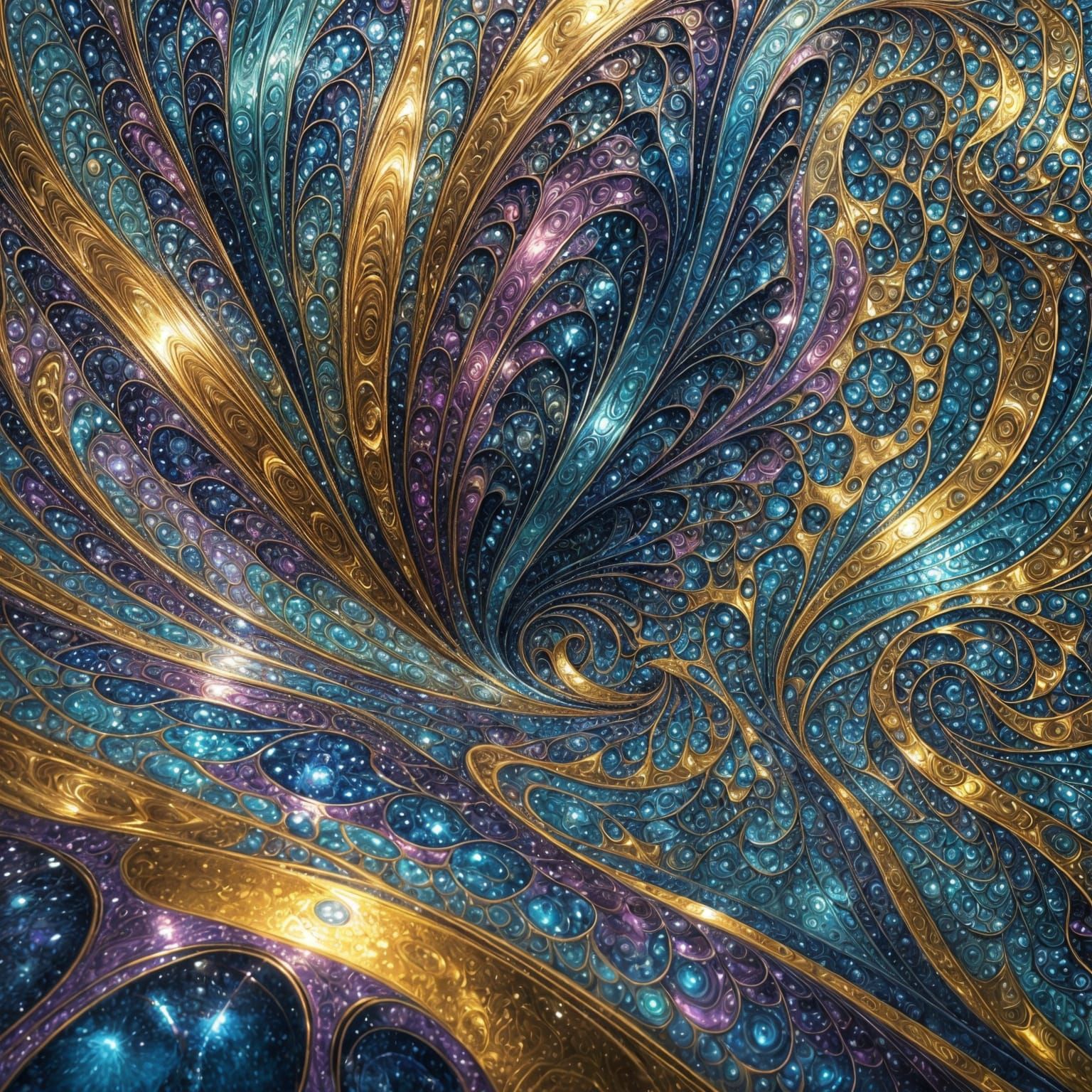 Ethereal Sequin Landscape in Iridescent Hues