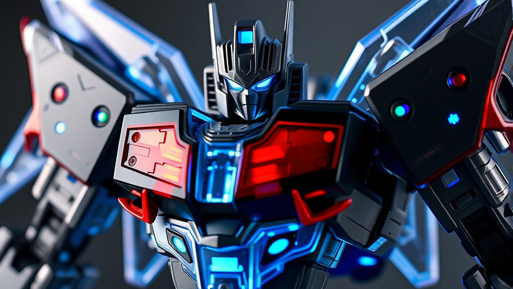 Closeup Product shot Photo of A robot action figure toy with...