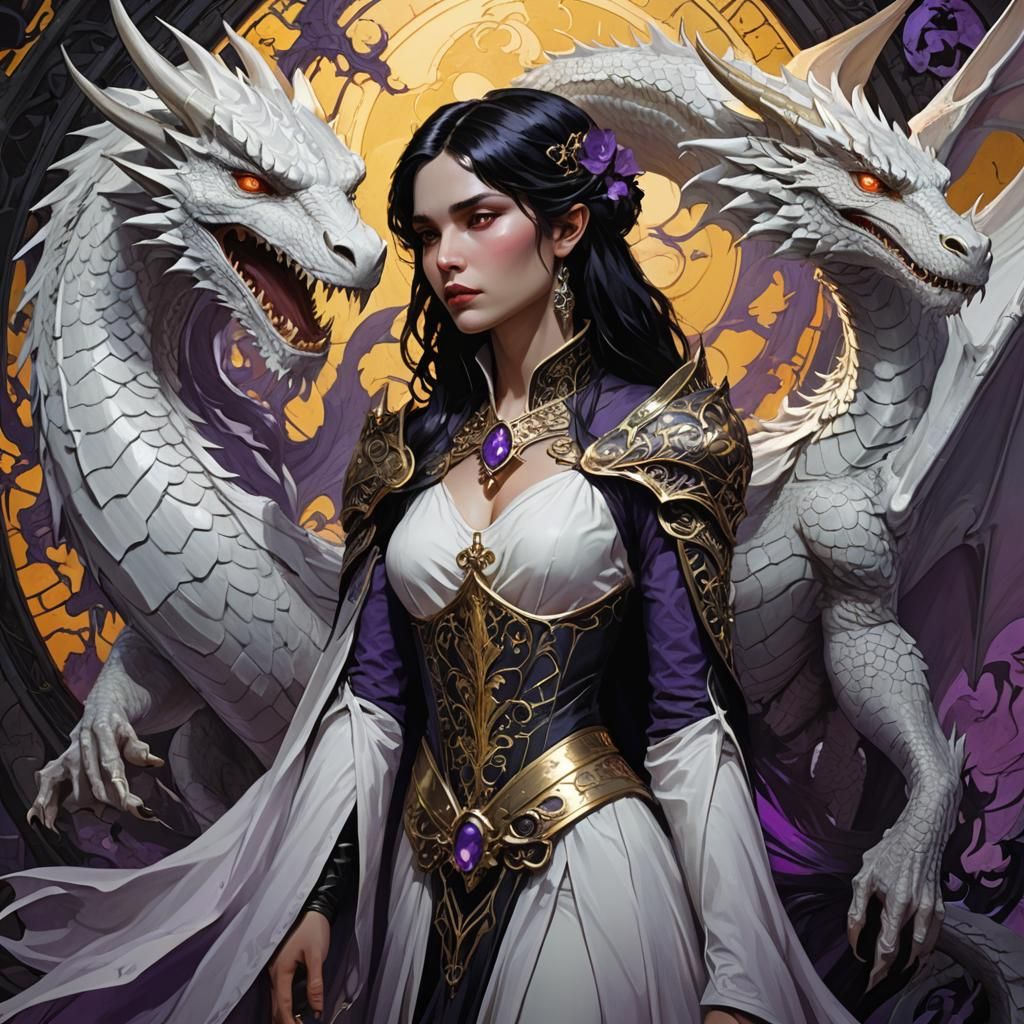 Vampire and Dragon Dark Fantasy Art