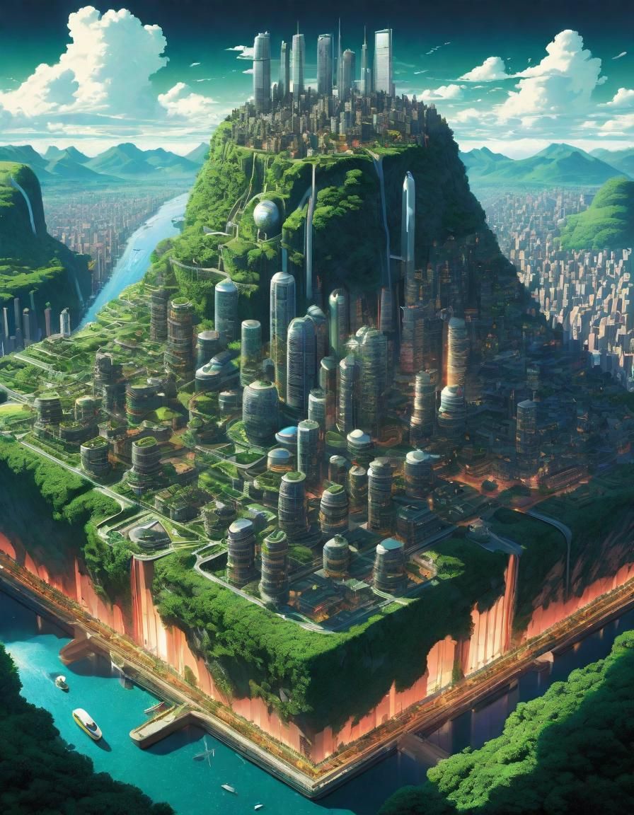 Utopian City Powered by Renewable Energy: Fantasy Art