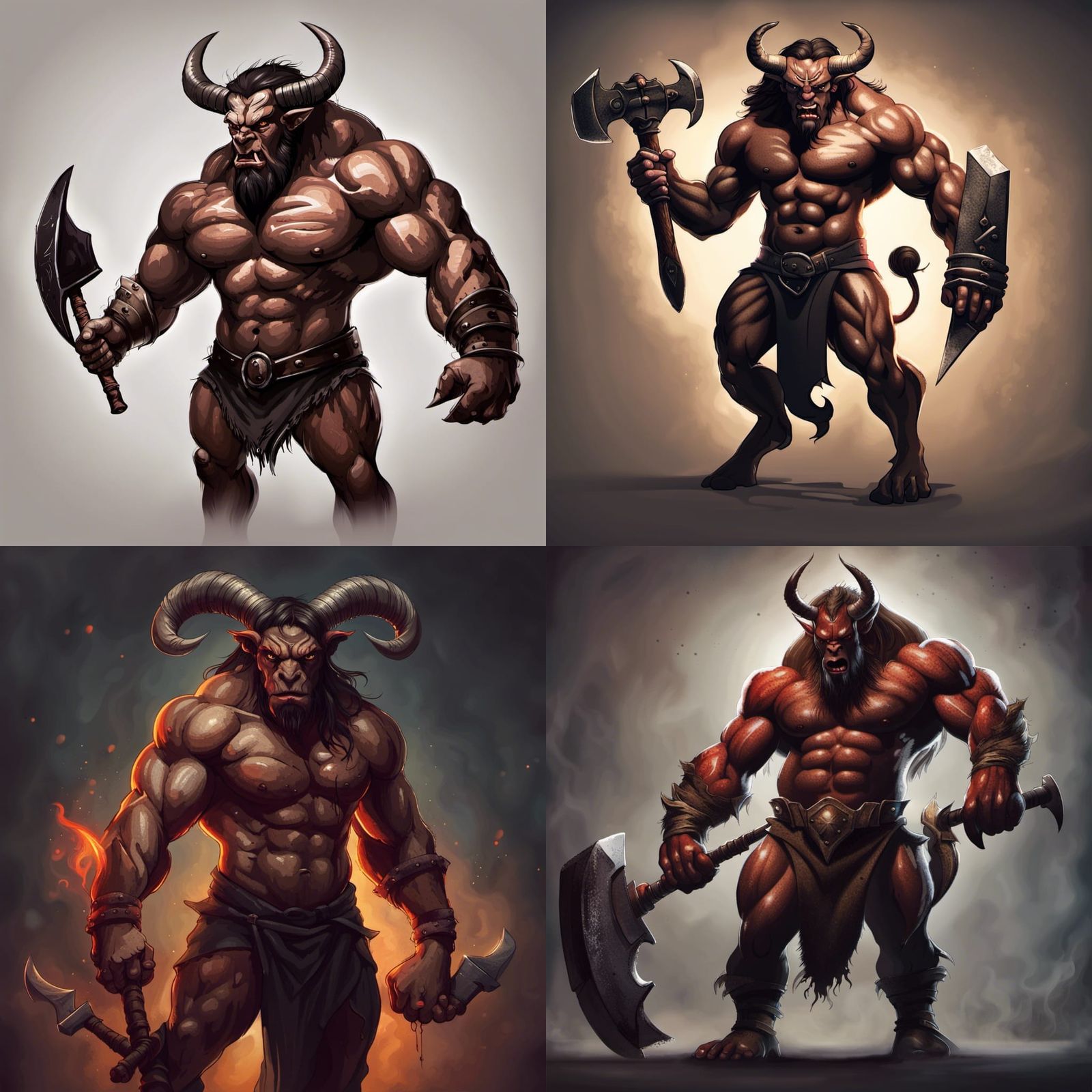 Fearsome Minotaur Devil with Axe in Gothic Style