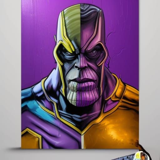 Thanos Graffiti Art in Polychromatic Splash Style