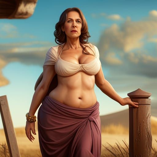 Detailed Matte Painting of a Woman in Deep Color
