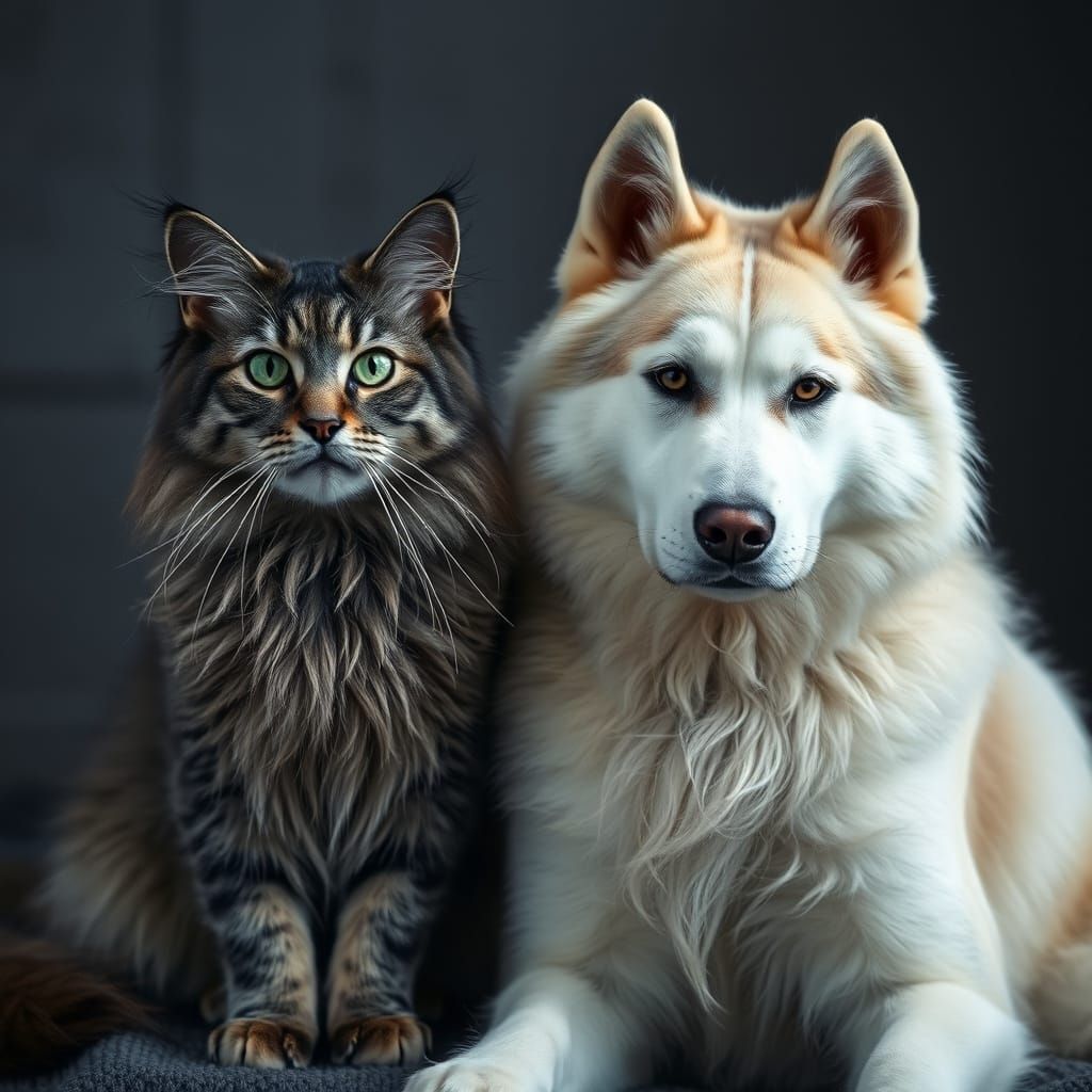 Regal Canine Companion in Moody Hyperrealistic Portrait