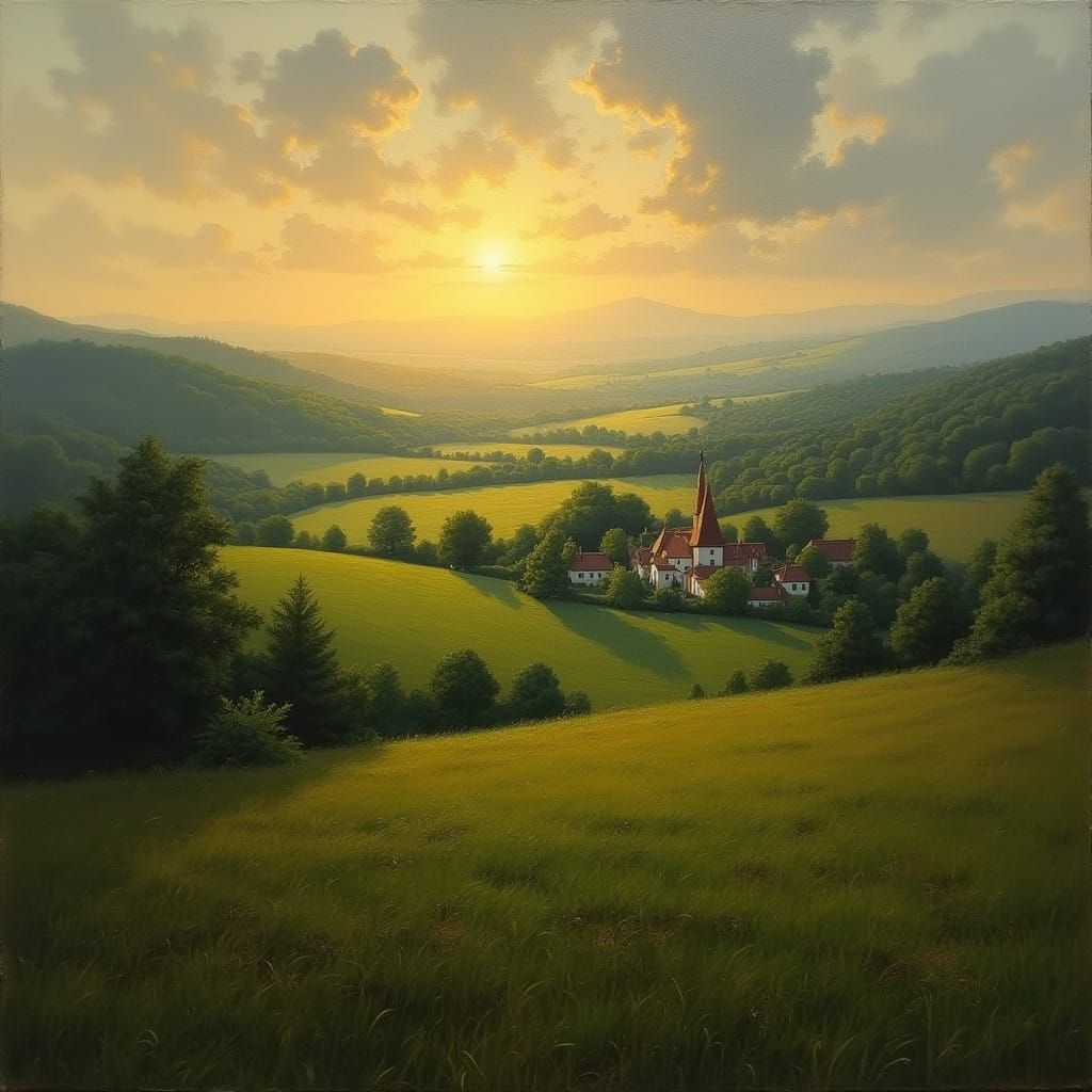 Luminous Rural Landscape with a Hint of Ominous Mystery