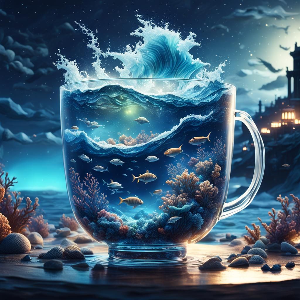 Luminescent Ocean in a Cup: Digital Matte Painting