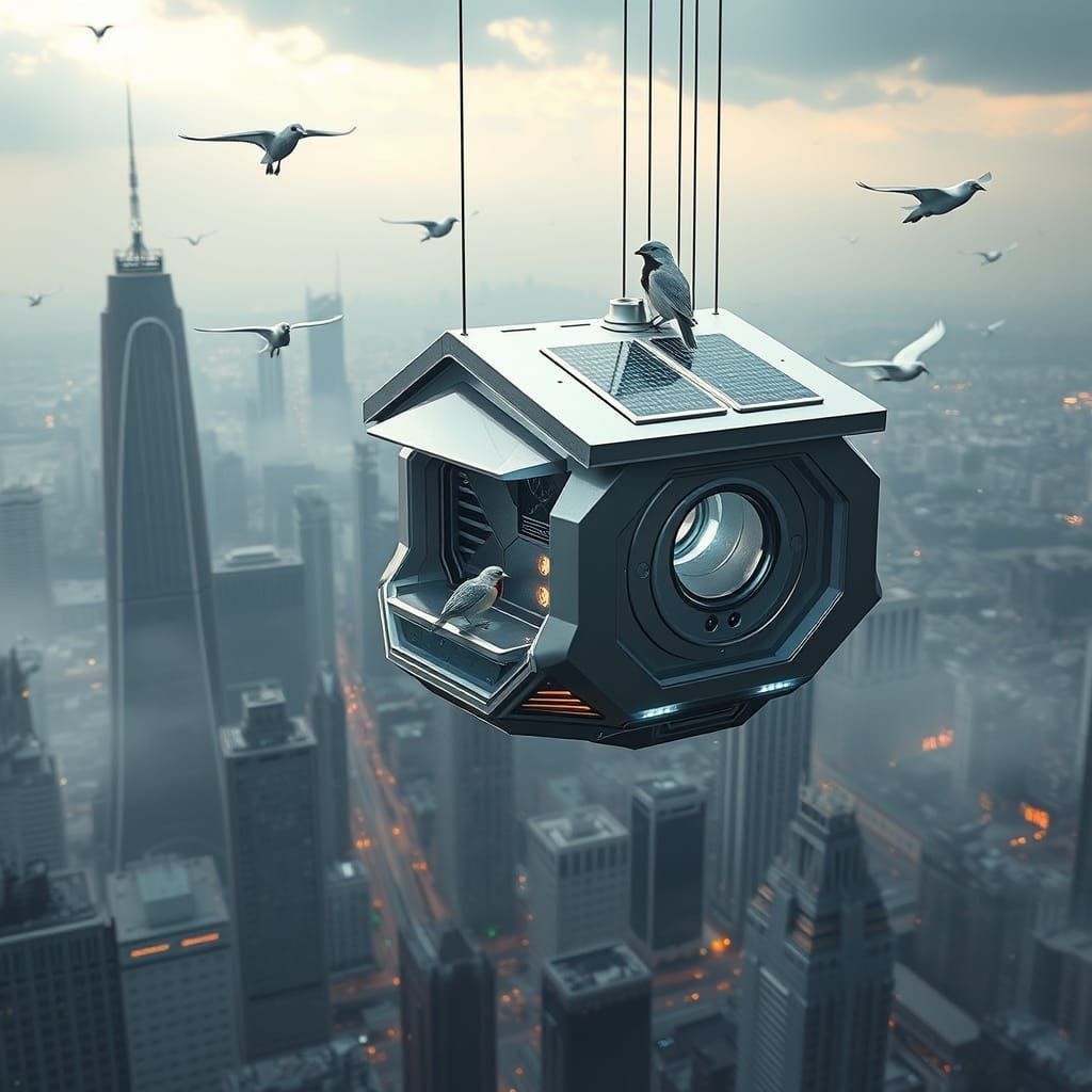 Futuristic Birdhouse with Anti-Gravity Technology