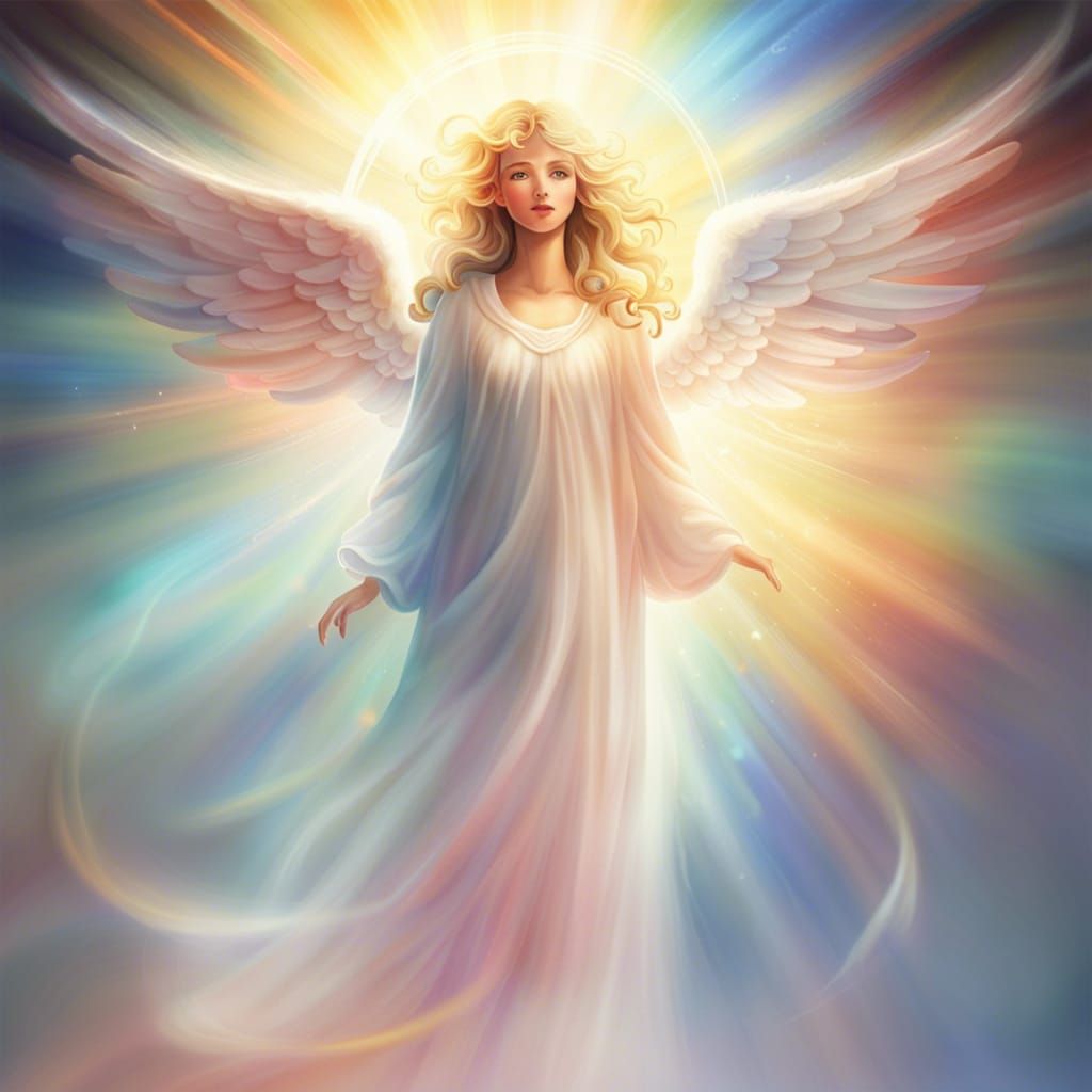 Radiant Angel Emerges from Light with Vivid Colors