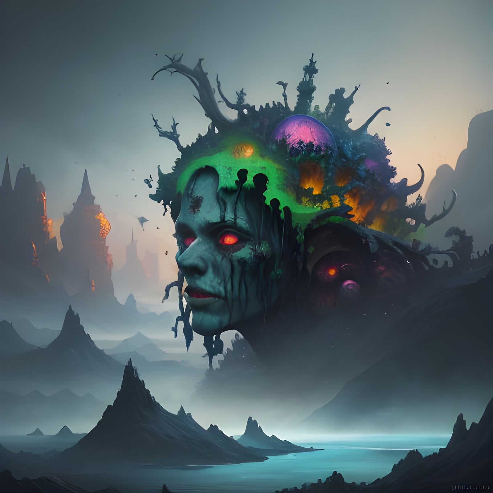 Acidic Brain: Detailed Matte Painting