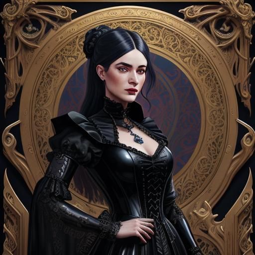 Victorian Femme Fatale in Art Nouveau Frame