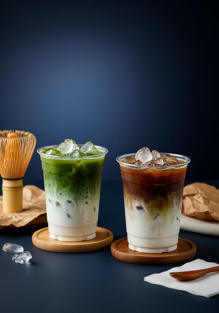 Japanese Matcha Drinks in Minimalist Food Photography