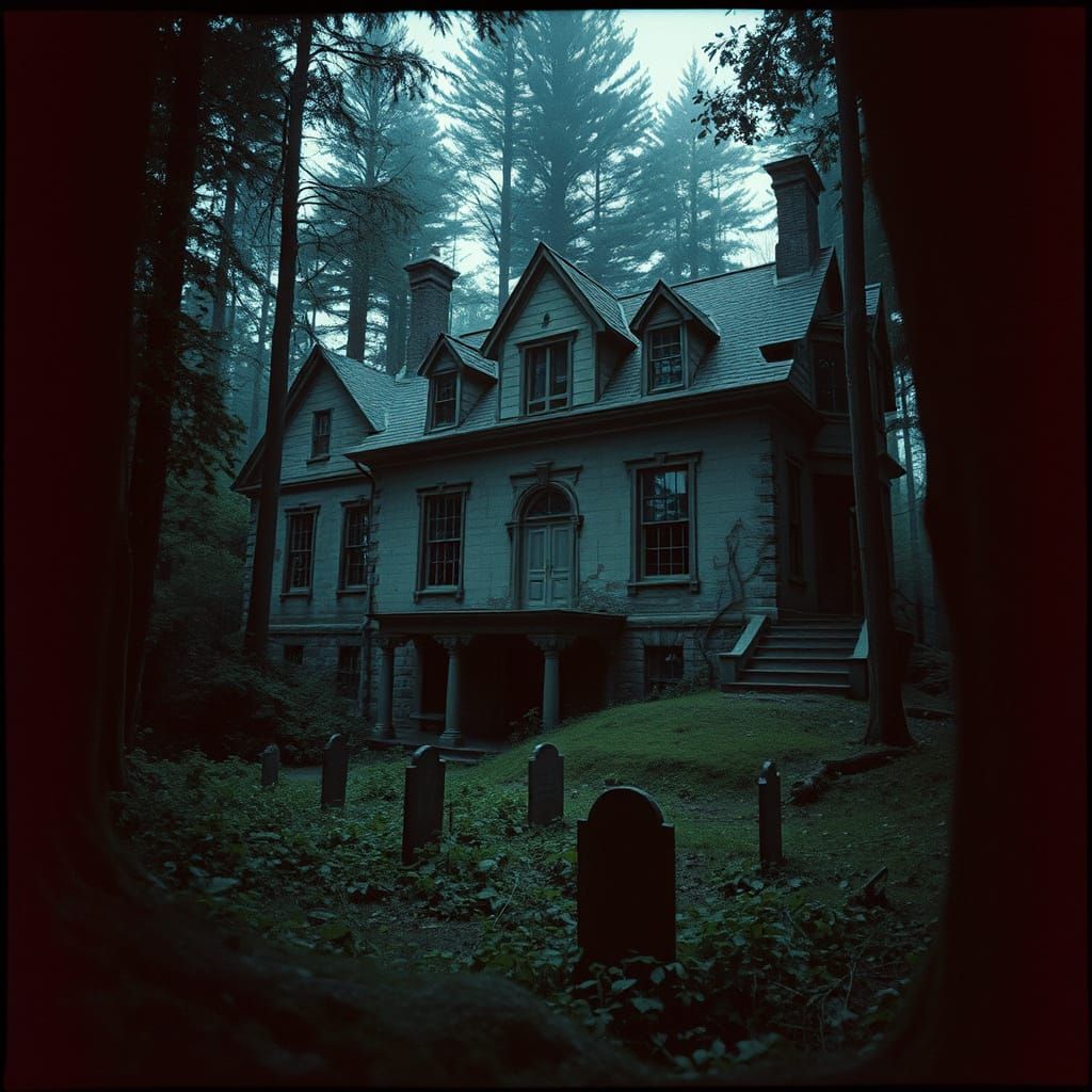 Haunted Mansion & Cemetery in Dark Forest